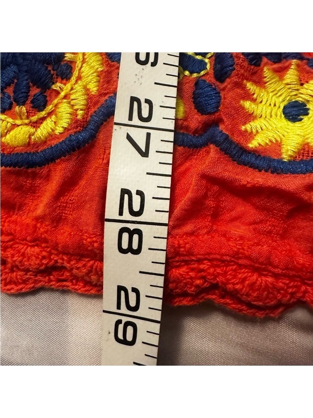 Umgee Coral Tunic / Dress (mini) with Blue and Yellow Embroidery Size Medium EUC - Picture 9 of 13